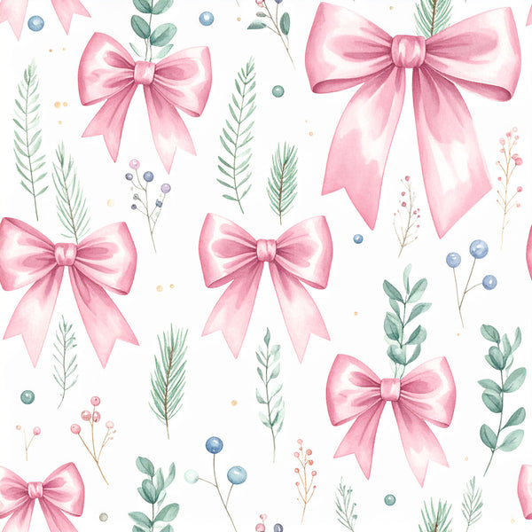 rose pink, dusty pink, sage green, soft pink, blush pink, pale pink, watercolor bows, ribbon bows, botanical, floral, spring, baby girl, nursery, feminine, elegant, whimsical, delicate, berries, fern leaves, eucalyptus, nature inspired, soft colors, pastel, girly, baby shower, nursery decor, sweet, romantic, gentle