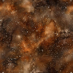 brown, rust, amber, golden, chocolate, galaxy, nebula, stars, celestial, cosmic, space, painted effect, watercolor style, astronomical, night sky,, fabric panel, dreamy, ethereal, swirled clouds