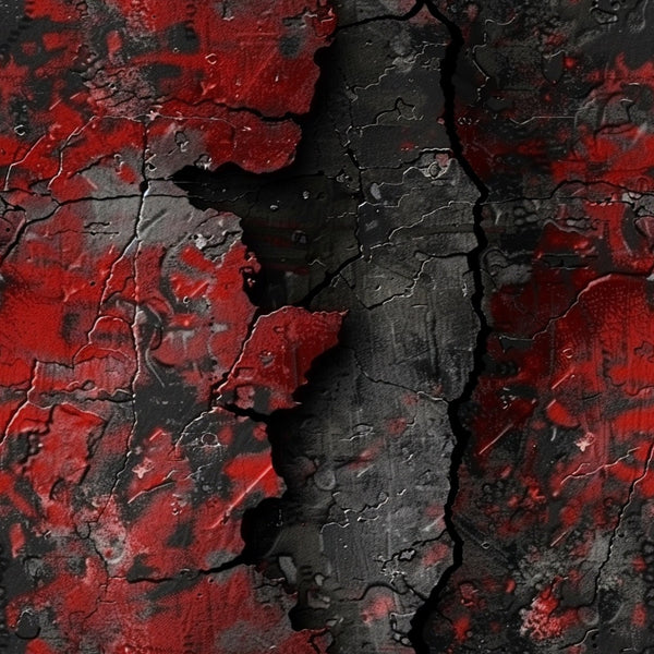 red, black, grunge, distressed, cracked, weathered, abstract, textured,, fabric panel, aged, worn, industrial, dark, moody, peeling paint, rough surface, vintage, deteriorated, gritty