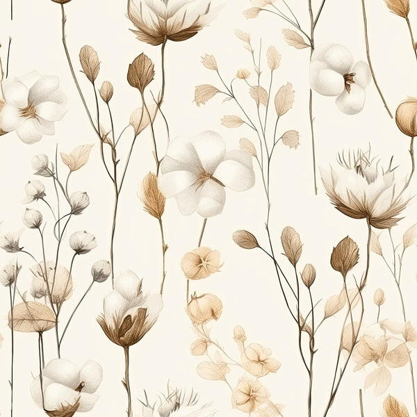 cream, beige, tan, brown, white, neutral, botanical, floral, wildflower, dried flowers, pressed flowers, nature, rustic, vintage, elegant, delicate, minimalist, natural, earthy, cottagecore, farmhouse, botanical illustration, seed pods, grasses, stems, spring, summer, calming, peaceful, nursery