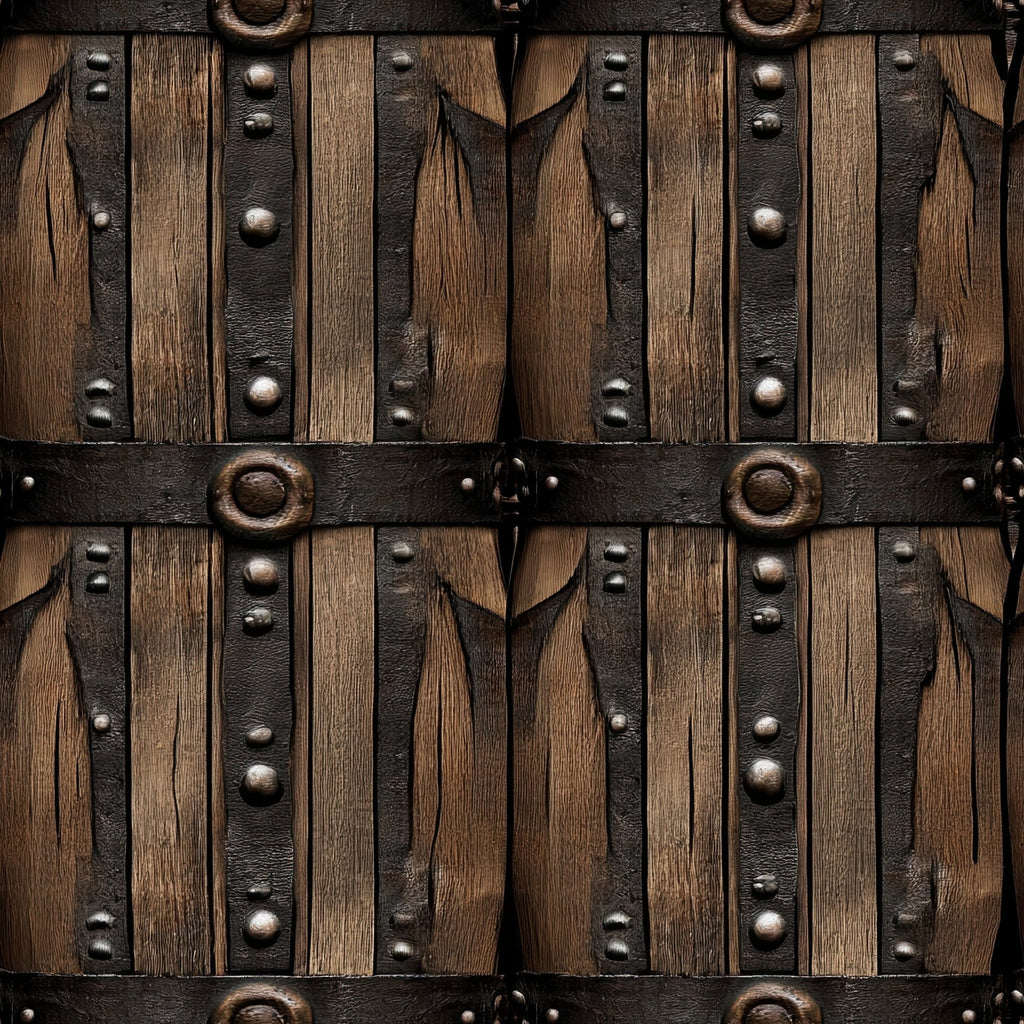 western theme, rustic wood, leather straps, metal studs, brown tones, tan colors, dark brown, weathered texture, vintage style, cowboy aesthetic,, fabric panel, distressed finish, rustic hardware, western wear, frontier style, aged appearance, country motif