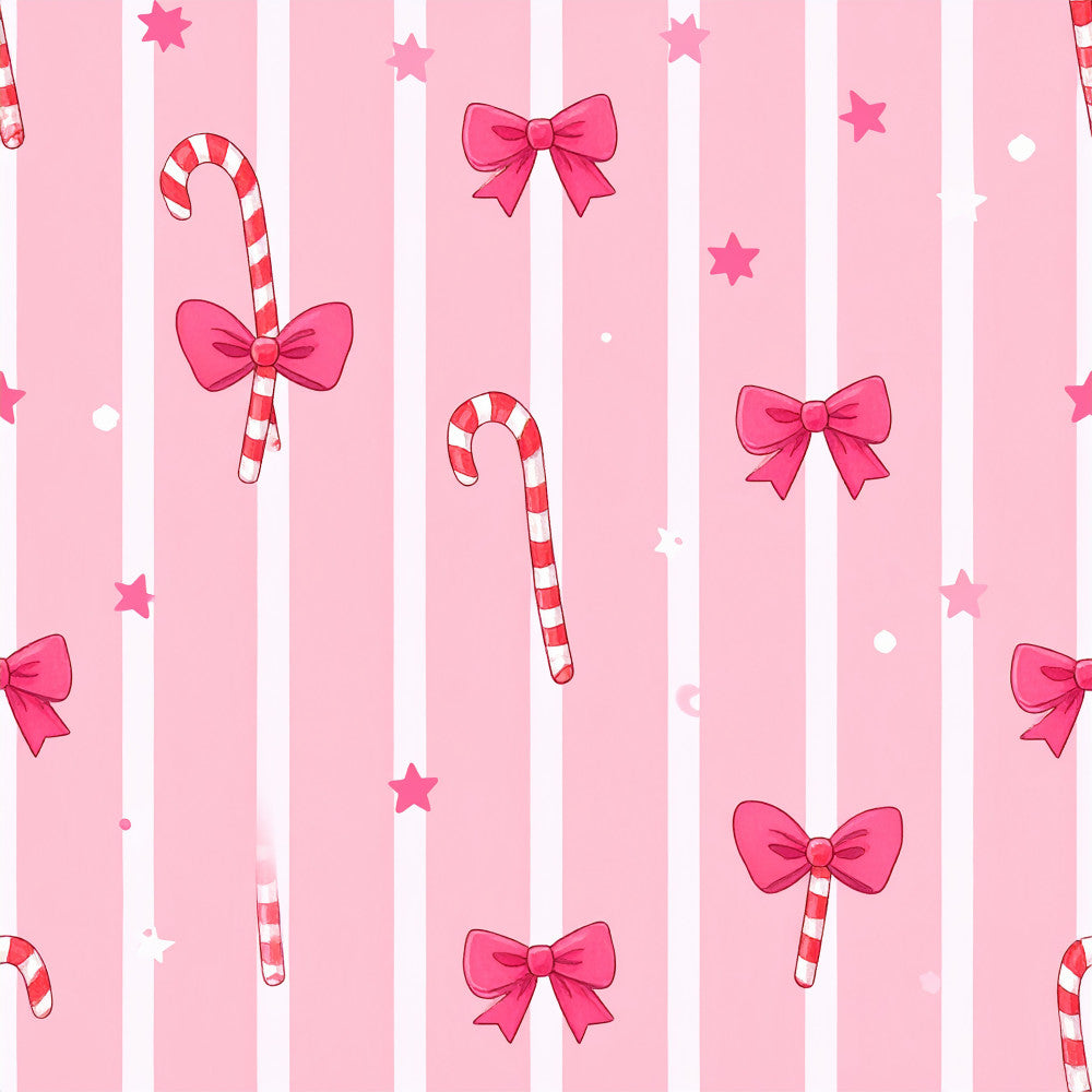 ballet pink, hot pink, white stripes, candy cane, red and white, festive, holiday, christmas, bows, stars, whimsical, playful, nursery, kids room, baby girl, sweet, cheerful, striped pattern, candy theme, peppermint, festive decor, seasonal, winter holiday, girly, decorative bows, sparkly, magical, cute design, children's fabric