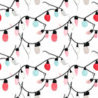 string lights, festive, holiday decorations, christmas lights, coral pink, light blue, cream, beige, red, black, whimsical, modern, cheerful, decorative, seasonal, party theme, celebration, winter holidays, warm lighting, colorful bulbs, stylized, contemporary, playroom, kids room, nursery, festive decor, patterned, repeating design, holiday cheer
