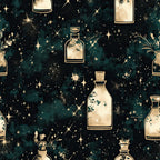 forest green, deep teal, dark teal, gold, cream, ivory, celestial, stars, bottles, potion bottles, magical, mystical, witchy, apothecary, enchanted, sparkles, twinkle, elegant, whimsical, luxury, premium, dark academia, mystical herbs, botanicals, holiday, christmas, winter, festive, sophisticated, glamorous