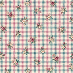 dusty rose, blush pink, teal, sage green, cream, gingham, floral, plaid, vintage, farmhouse, cottage core, roses, botanical, spring, summer, romantic, traditional, shabby chic, country, garden flowers, pastoral, mauve, soft colors, delicate florals, checkered, calming, whimsical, nature inspired