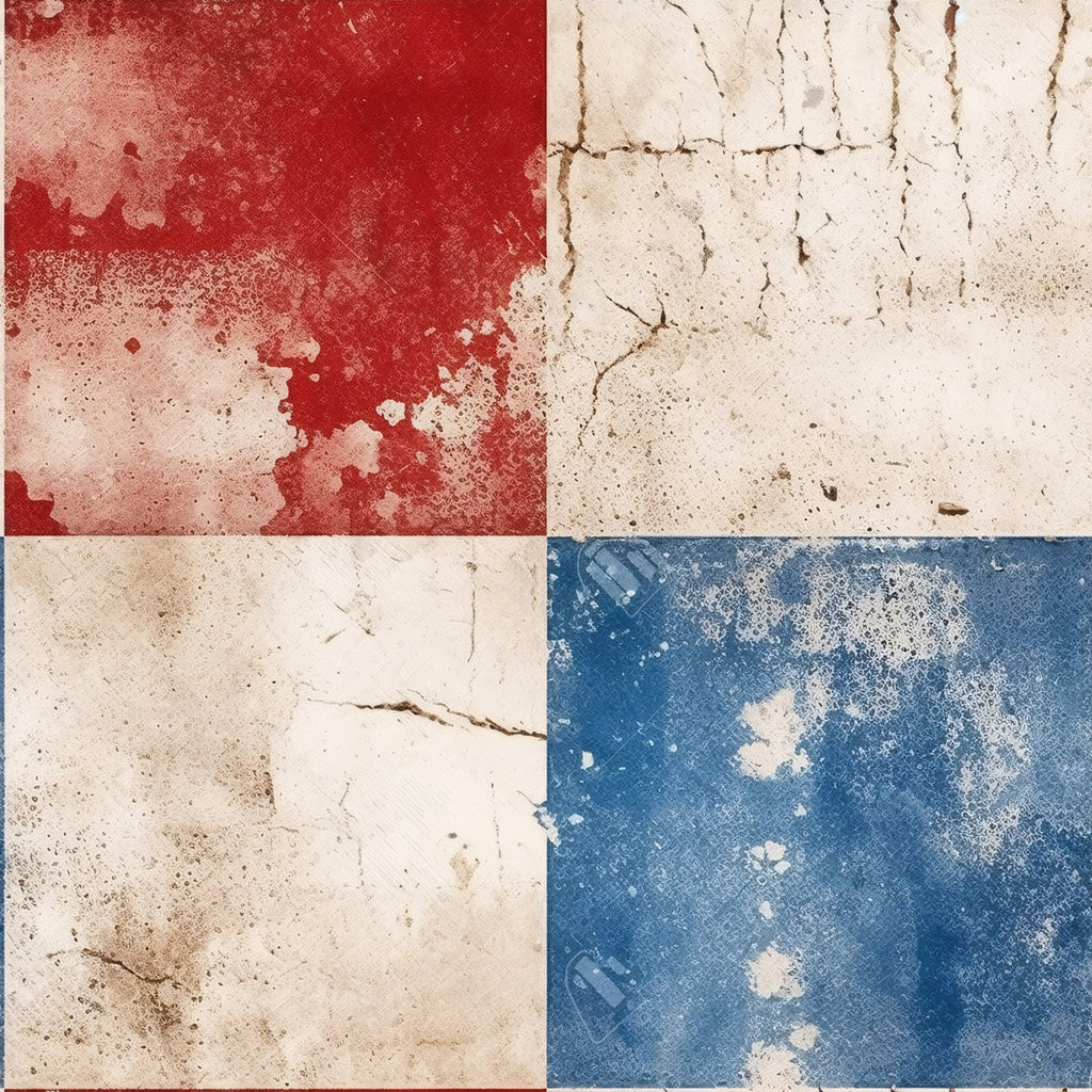 red, white, blue, distressed, weathered, aged, cracked, peeling paint, patriotic, americana, vintage, rustic, worn, faded,, fabric panel, textured, shabby chic, country, antique finish