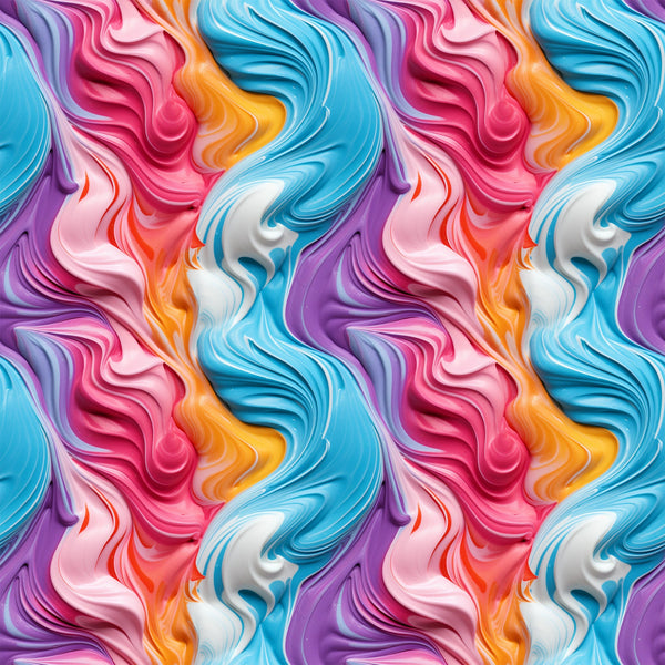vibrant swirls, frosting pattern, marbled design, pink swirls, blue swirls, purple swirls, orange swirls, white swirls, fluid motion, abstract art, candy colors, pastel tones,, fabric panel, seamless repeat, flowing curves, colorful waves, artistic swirls, modern pattern, bright colors