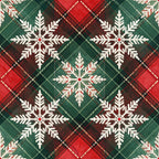 forest green, red, cream white, plaid, tartan, snowflakes, geometric, holiday, christmas, traditional, elegant, rustic, winter, festive, scottish, buffalo check, diagonal pattern, decorative snowflakes, seasonal, cold weather, classic, timeless, cozy, formal, burgundy, dark green, white snowflakes, coordinating print, holiday decor, winter wonderland
