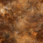brown, amber, golden, rust, copper, galaxy pattern, nebula, cosmic, starfield, space theme, painted effect, swirled clouds, celestial,, fabric panel, astronomical, dreamy atmosphere, textured appearance, heavenly bodies, cosmic dust