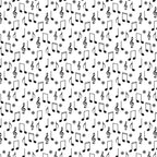 black, white, musical notes, treble clef, sharp symbols, scattered pattern, music theme, monochrome,, fabric panel, random placement, musical symbols, geometric arrangement, repetitive design, vintage style, retro pattern, cotton fabric, crafting material, sewing supplies