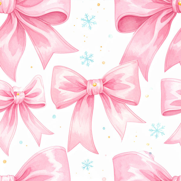 rose pink, hot pink, blush pink, white, gold, turquoise, bows, ribbons, snowflakes, festive, holiday, winter, christmas, elegant, whimsical, feminine, delicate, sparkle, shimmer, girly, princess, party, celebration, baby shower, nursery, playroom, kids room, girls room, decorative, watercolor