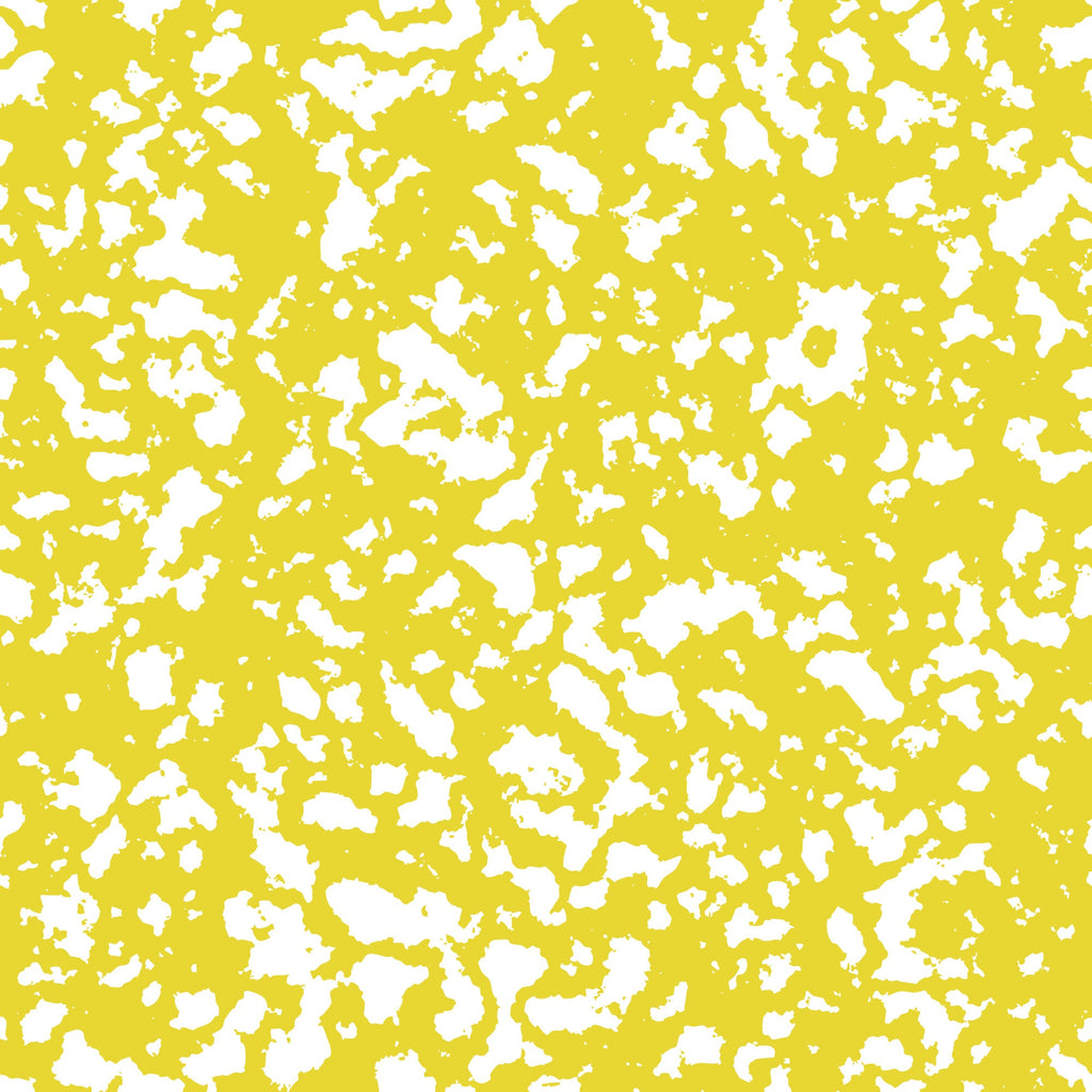 yellow, white, grunge pattern, distressed texture, abstract design, speckled surface, weathered look, vintage style,, fabric panel, crafting material, sewing supplies, textured background, artistic pattern, contemporary design, bright yellow, scattered dots, irregular shapes, modern quilting