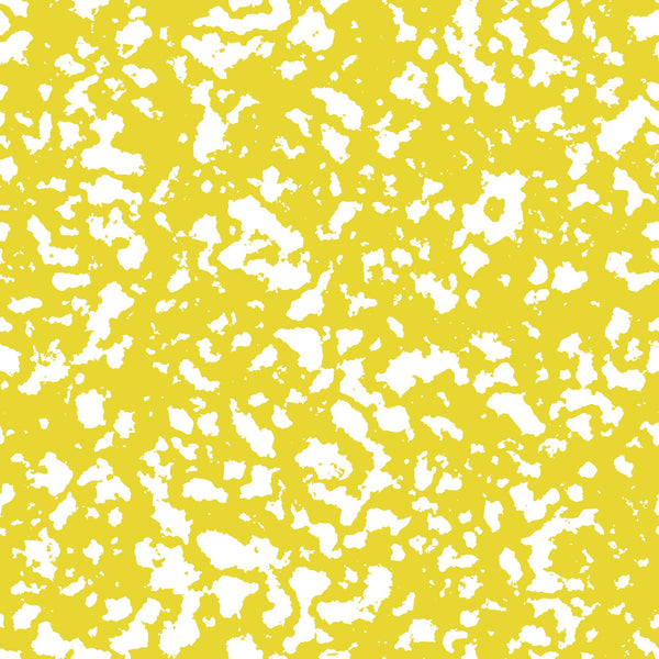yellow, white, grunge pattern, distressed texture, abstract design, speckled surface, weathered look, vintage style,, fabric panel, crafting material, sewing supplies, textured background, artistic pattern, contemporary design, bright yellow, scattered dots, irregular shapes, modern quilting