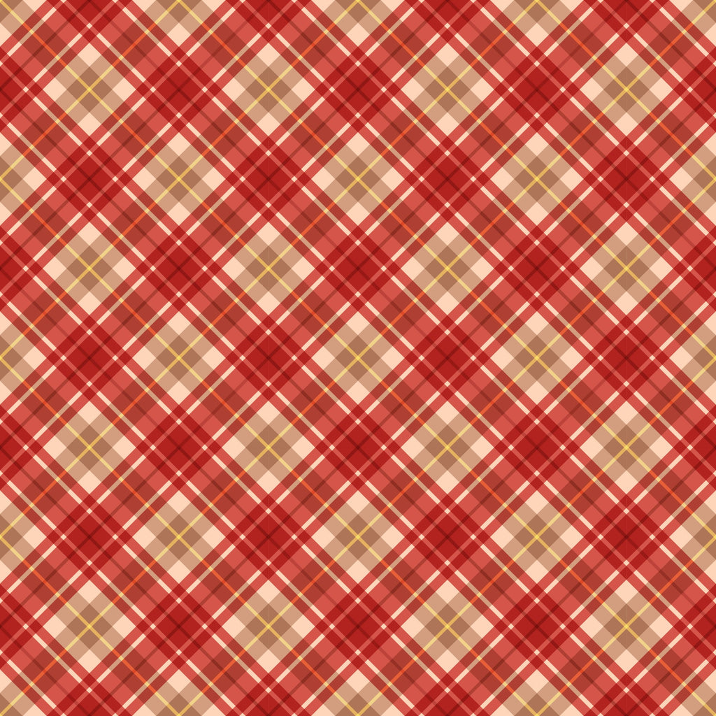 christmas plaid, red tartan, diagonal stripes, cream background, burgundy accents, golden yellow lines, white stripes, crosshatch pattern, holiday fabric,, geometric design, festive colors, textile panel, warm tones, intersecting lines, checkered motif, seasonal fabric, cotton material, craft supplies, patchwork design