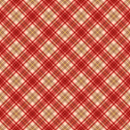 christmas plaid, red tartan, diagonal stripes, cream background, burgundy accents, golden yellow lines, white stripes, crosshatch pattern, holiday fabric,, geometric design, festive colors, textile panel, warm tones, intersecting lines, checkered motif, seasonal fabric, cotton material, craft supplies, patchwork design