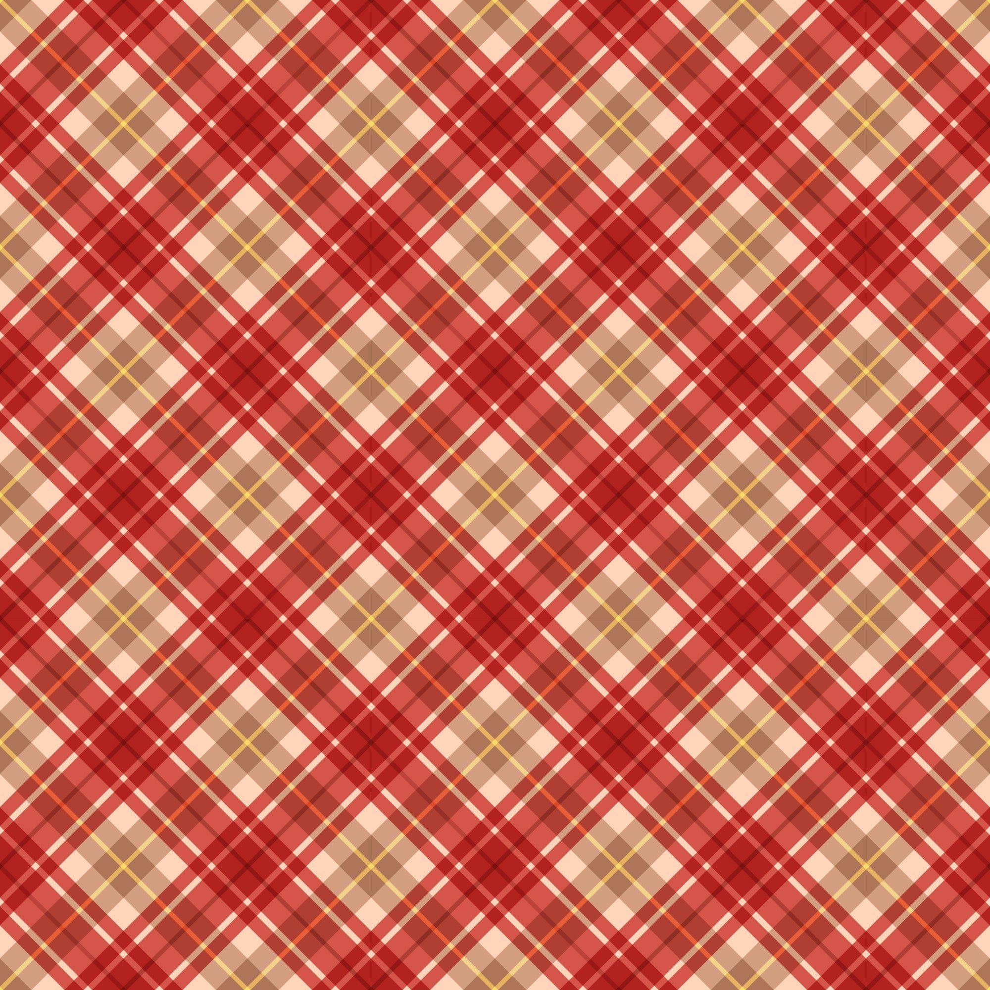 christmas plaid, red tartan, diagonal stripes, cream background, burgundy accents, golden yellow lines, white stripes, crosshatch pattern, holiday fabric,, geometric design, festive colors, textile panel, warm tones, intersecting lines, checkered motif, seasonal fabric, cotton material, craft supplies, patchwork design
