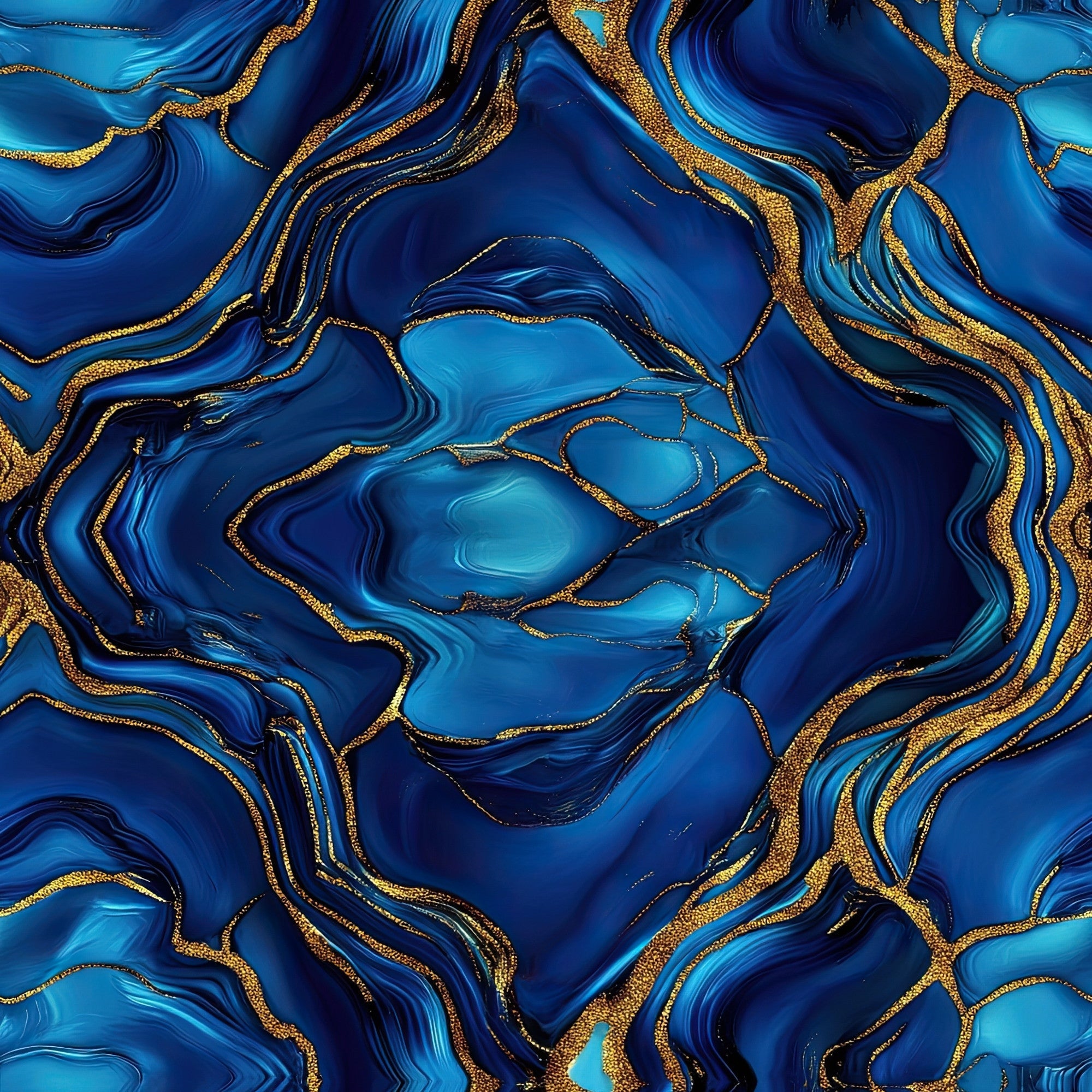 royal blue, navy blue, turquoise, gold, metallic gold, agate pattern, marble effect, swirled design, geode inspired, flowing lines, organic shapes, luxurious, elegant,, fabric panel, mineral pattern, natural stone, fluid design, abstract pattern, shimmering accents