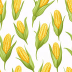 sweet corn, corn cobs, yellow kernels, golden yellow, bright green, green husks, corn leaves, vegetable pattern, food motif, harvest theme, farming imagery, agricultural design, botanical illustration, repeating pattern, seamless design,, fabric panel, summer produce, corn stalks, realistic artwork