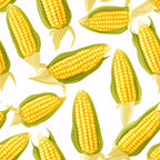 yellow, golden, green, white, corn pattern, vegetable design, seamless repeat, realistic illustration, farm fresh, harvest theme,, fabric panel, food motif, kernels, husks, agricultural, summer produce, garden vegetables, cooking theme, kitchen decor