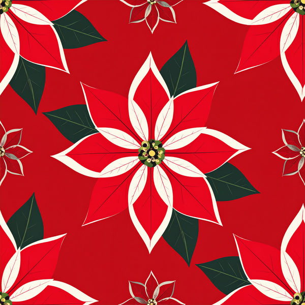 red, cream white, dark green, forest green, poinsettia, floral, holiday, christmas, festive, elegant, traditional, botanical, winter, seasonal, flower petals, leaves, nature-inspired, home decor, decorative, sophisticated, classic, red and white, greenery, holiday season, christmas crafts, festive design, traditional christmas