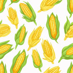 yellow corn, golden kernels, green husks, corn cobs, vegetable pattern, harvest theme, farm produce, autumn motifs, scattered design, bright yellow, lime green,, fabric panel, food illustration, agricultural design, realistic style, cheerful mood, kitchen theme, cooking motifs, summer harvest