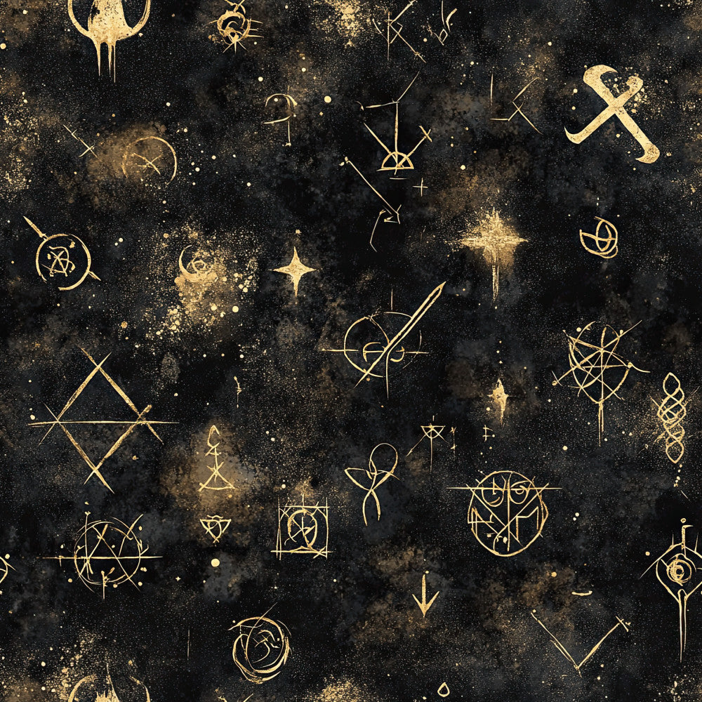 black and gold, gold foil, celestial, mystical, magical, cosmic, stars, constellations, enchanted, spiritual, occult, witchy, moon phases, night sky, elegant, modern, dark academia, sophisticated, geometric symbols, abstract symbols, glitter, sparkle, dark background, gold accents, boho, bohemian, alternative, esoteric, mysterious, fantasy