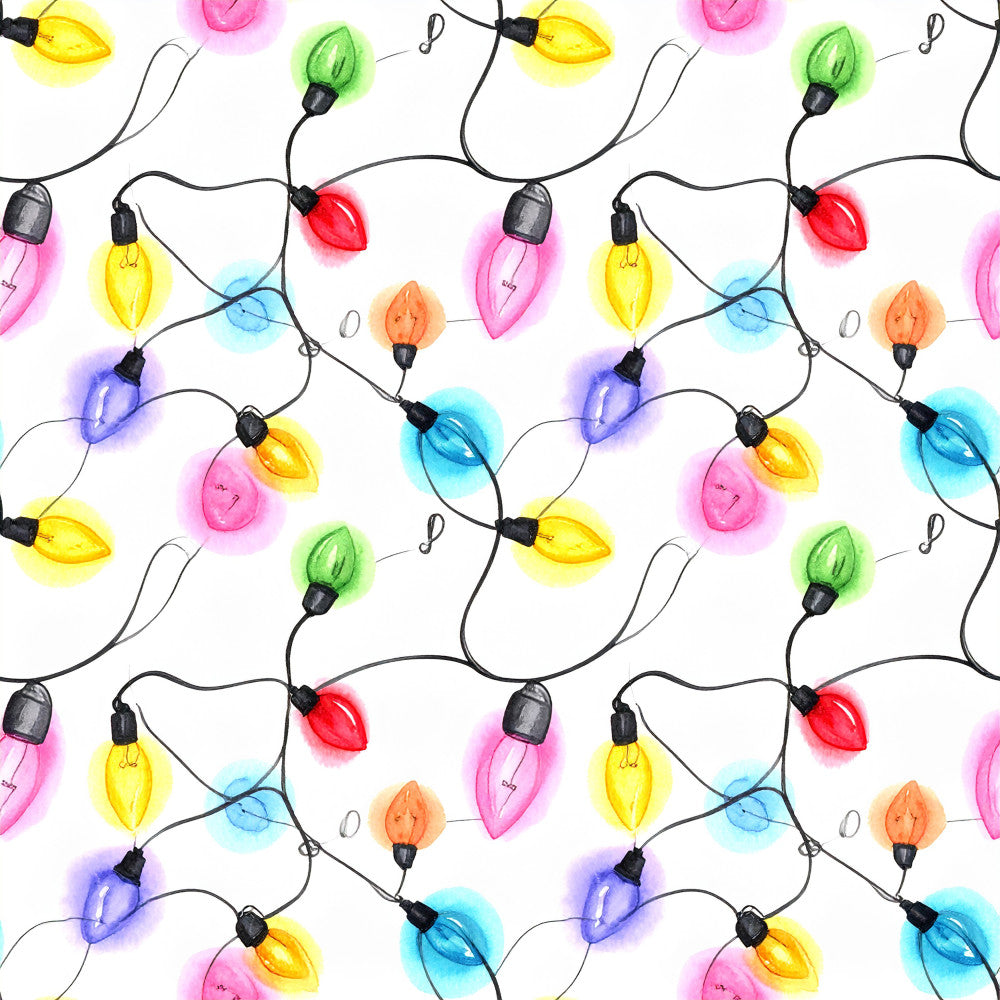 colorful string lights, rainbow lights, festive lights, bright yellow, hot pink, vibrant red, sky blue, lime green, purple, orange, coral, watercolor glow, glowing lights, light string pattern, holiday lights, christmas lights, whimsical, playful, cheerful, modern, festive, kids room, playroom, nursery, children's decor, party themed, celebration, colorful abstract, bright and bold, multicolor