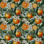 orange citrus, orange slices, white flowers, green leaves, botanical, floral, nature, vintage, cottage core, spring, summer, tropical, bright orange, cream white, sage green, forest green, botanical print, fruit pattern, citrus pattern, classic, traditional, elegant, garden, orchard, timeless, natural, decorative, nursery, kids room, playroom