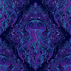 neon purple, magenta, cyan blue, navy blue, electric blue, glowing colors, jewel tones, ornate, damask, baroque, paisley, medallion, mandala, celestial, mystical, cosmic, sparkle, glitter effect, stars, ornamental, elegant, luxurious, bohemian, whimsical, magical, fantasy, enchanted, dark academia, sophisticated, dramatic