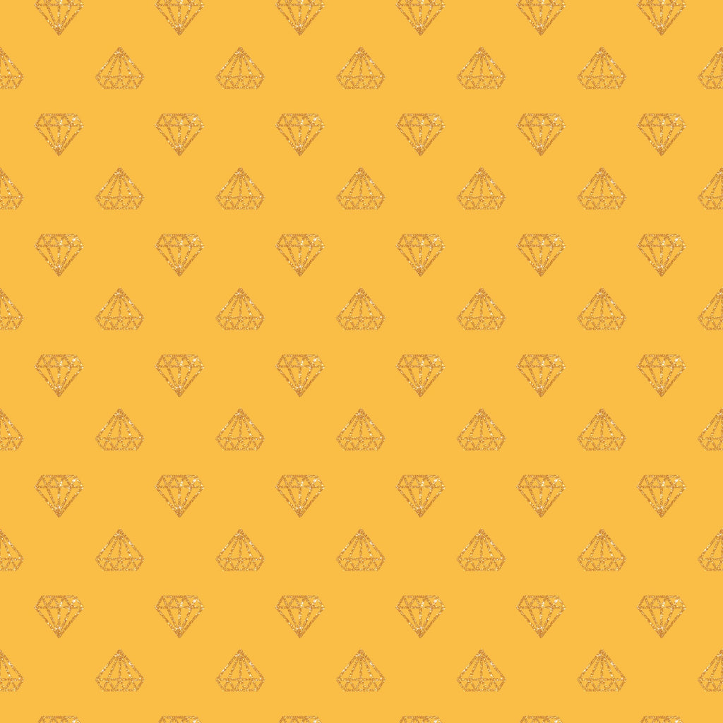 golden yellow, orange background, diamond pattern, geometric shapes, glittery diamonds, sparkly gems, repeating motif,, fabric panel, celebration theme, festive design, luxury pattern, precious stones, brilliant cut diamonds, shimmer effect, coordinating pattern, craft fabric, sewing material