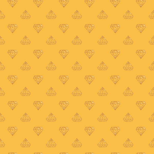 golden yellow, orange background, diamond pattern, geometric shapes, glittery diamonds, sparkly gems, repeating motif,, fabric panel, celebration theme, festive design, luxury pattern, precious stones, brilliant cut diamonds, shimmer effect, coordinating pattern, craft fabric, sewing material