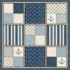 navy blue, cream, light blue, gray blue, striped, geometric, diamond pattern, checkered, nautical, anchor, clouds, patchwork, quilt, coastal, seaside, maritime, traditional, classic, boys room, nursery, baby shower, kids room, ocean theme, sailing theme, beach theme, summer, preppy, cute anchors, decorative blocks