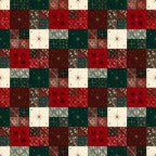 forest green, deep red, cream, burgundy, brown, gold stars, patchwork, geometric, holiday, christmas, celestial, star pattern, plaid, striped, rustic, traditional, festive, winter, advent calendar, cozy, elegant, vintage, cross stitch, tile pattern, red and green, classic christmas, seasonal, home decor, quilt inspired