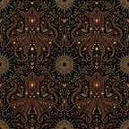 gold damask, black and gold, ornate floral, baroque pattern, victorian style, elegant design, sophisticated, luxurious, copper accents, metallic gold, ornamental, decorative motifs, hearts, scrollwork, filigree details, celestial elements, mandala-inspired, symmetrical pattern, traditional elegance, rich jewel tones, bronze and gold, intricate details, glamorous, upscale aesthetic, special occasion, luxury home decor, wedding theme, formal style, antique inspired