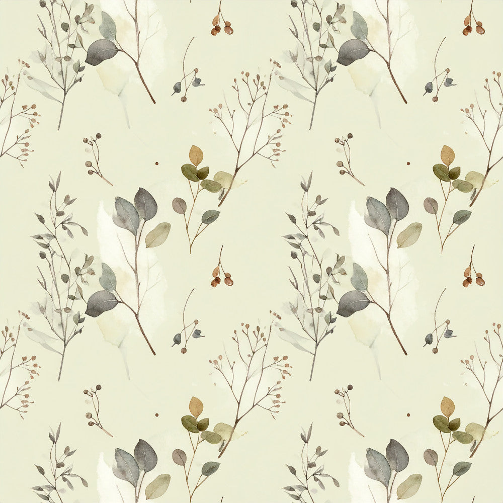 cream, sage green, dusty brown, taupe, muted earth tones, botanical, floral, wildflower, nature, leaves, berries, seed pods, rustic, vintage, natural, autumn, fall, organic, delicate, watercolor, botanical illustration, earthy, neutral, peaceful, calming, nursery, kids room, baby shower, whimsical, cottage core