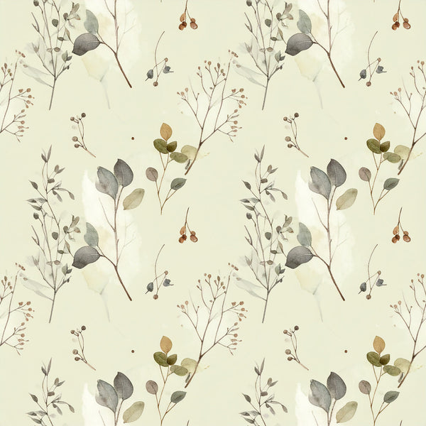 cream, sage green, dusty brown, taupe, muted earth tones, botanical, floral, wildflower, nature, leaves, berries, seed pods, rustic, vintage, natural, autumn, fall, organic, delicate, watercolor, botanical illustration, earthy, neutral, peaceful, calming, nursery, kids room, baby shower, whimsical, cottage core