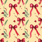 crimson red, deep red, burgundy, cream, ivory, pale yellow, holiday, christmas, festive, bows, ribbons, berries, evergreen, pine branches, botanical, nature, elegant, traditional, romantic, vintage, winter, seasonal, gift wrapping, decorative, classic, timeless, celebration, berry branches, metallic accents, luxury