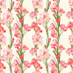coral pink, salmon pink, blush pink, pale pink, hot pink, cream background, gladiolus, floral, botanical, nature, elegant, romantic, spring, summer, garden flowers, flowering stems, vintage floral, traditional, delicate, soft, feminine, wedding, bridal, gardening theme, flower arranging, botanical illustration, classic floral, timeless design