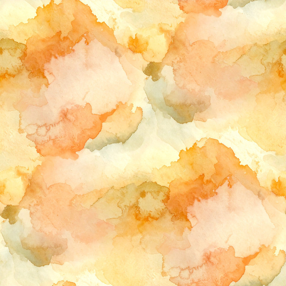watercolor, abstract, soft orange, peach, coral, golden yellow, cream, pale yellow, sage green, muted tones, pastel, watercolor wash, artistic, modern, whimsical, nature-inspired, spring, soft and dreamy, gentle, delicate, baby, nursery, calming, soothing, artistic paint, blended colors, contemporary, gender-neutral, neutral palette, kids room