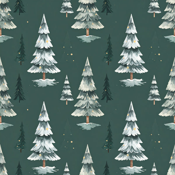 forest green, snow white, sage green, teal green, evergreen, winter trees, snowy trees, snow-capped, pine trees, coniferous trees, woodland, winter forest, christmas, holiday, nature, seasonal, snowy landscape, layered trees, whimsical, rustic, cozy, winter wonderland, nursery, kids room, playroom, baby, children's, forest theme, nature theme, winter theme