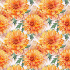 orange dahlia, yellow dahlia, coral orange, golden yellow, peachy pink, floral, dahlias, flowers, nature, botanical, garden, summer, spring, whimsical, romantic, elegant, vibrant, layered petals, green leaves, cheerful, bright, feminine, home decor, nursery, playroom, kids room, baby shower, traditional floral