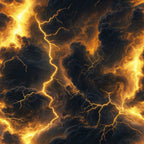 thunderbolt, lightning, storm clouds, dramatic sky, golden yellow, amber, dark gray, charcoal, electrical bolts, weather pattern, tempest, atmospheric, moody, intense,, fabric panel, stormy scene, electric energy, turbulent clouds, nature forces