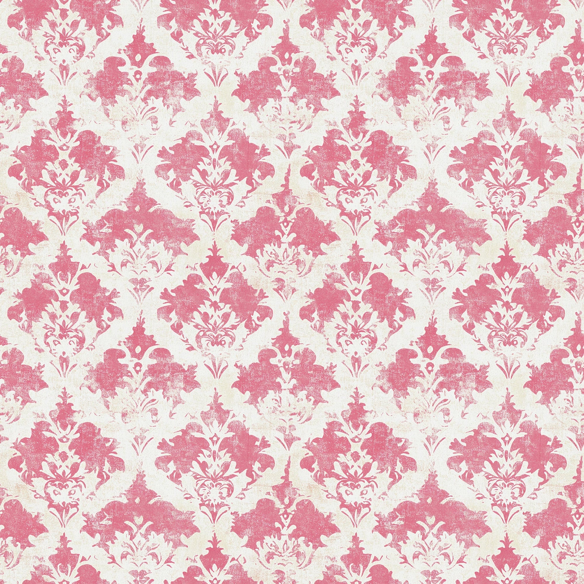 pink, cream, vintage, damask pattern, ornate motifs, floral elements, baroque style, repeating design,, fabric panel, decorative scrollwork, elegant, distressed texture, romantic, feminine, botanical details, symmetrical pattern, vintage wallpaper style, soft colors