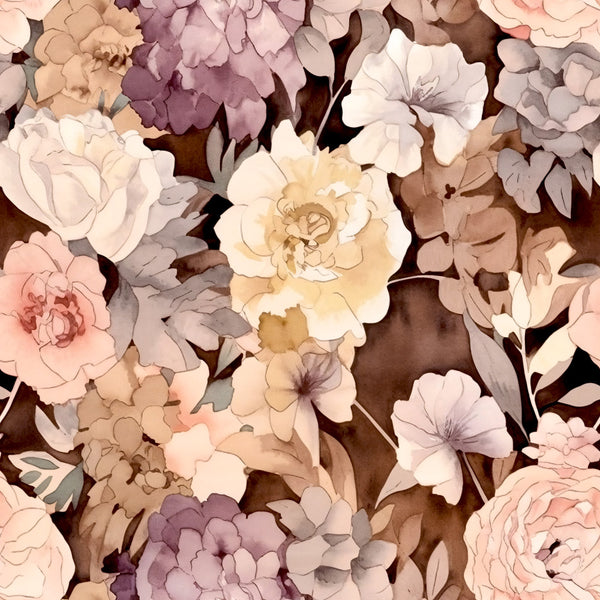 dusty rose, cream, ivory, soft pink, mauve, plum purple, chocolate brown, sage green, pale lavender, blush pink, vintage floral, botanical, roses, peonies, garden flowers, nature, romantic, elegant, vintage, soft, watercolor, feminine, spring, summer, wedding, shabby chic, cottage core, nursery, baby shower, girls room