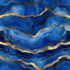 royal blue, deep blue, cobalt blue, gold, metallic gold, agate pattern, geode design, marble veining, flowing lines, organic shapes, luxurious, elegant, mineral inspired, geological, fluid art, marbled texture,, fabric panel, jewel tones, sophisticated
