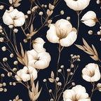 navy blue, cream, ivory, tan, beige, floral, botanical, flowers, blooms, elegant, sophisticated, vintage, classic, nature, garden, buds, stems, leaves, romantic, timeless, traditional, delicate, ornate, celestial inspired, farmhouse, nursey, baby room, spring, summer, boho chic