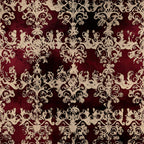 burgundy, cream, gold, black, damask, ornamental, baroque, vintage, elegant, traditional, luxurious, floral scrolls, flourishes, ornate, regal, classic, sophisticated, formal, antique, decorative, Victorian, rococo, scrollwork, imperial, distressed, neutral accents, timeless, heritage, upholstery, home decor