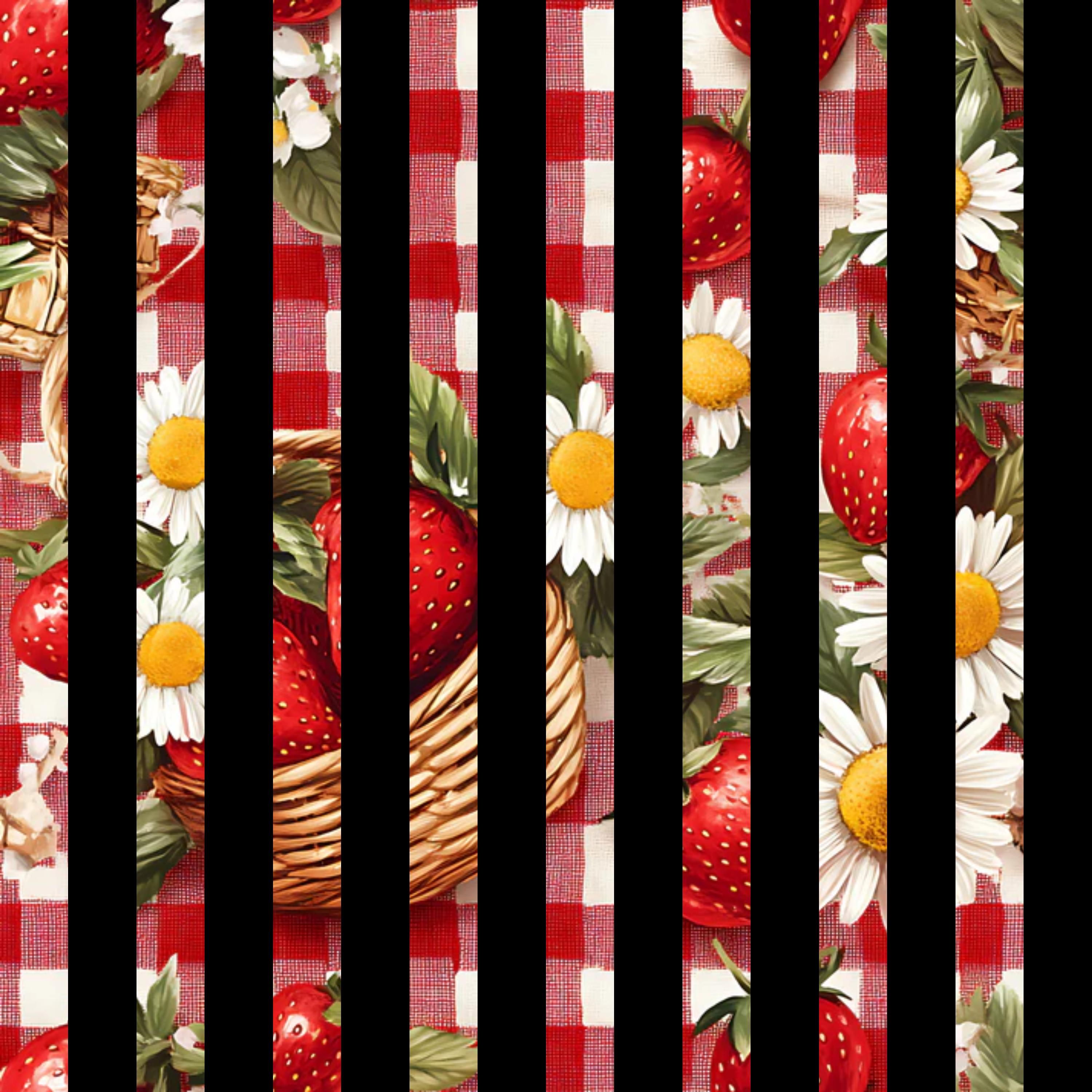 Strawberry Gingham Picnic Pattern 24 Quilting Cotton Fabric