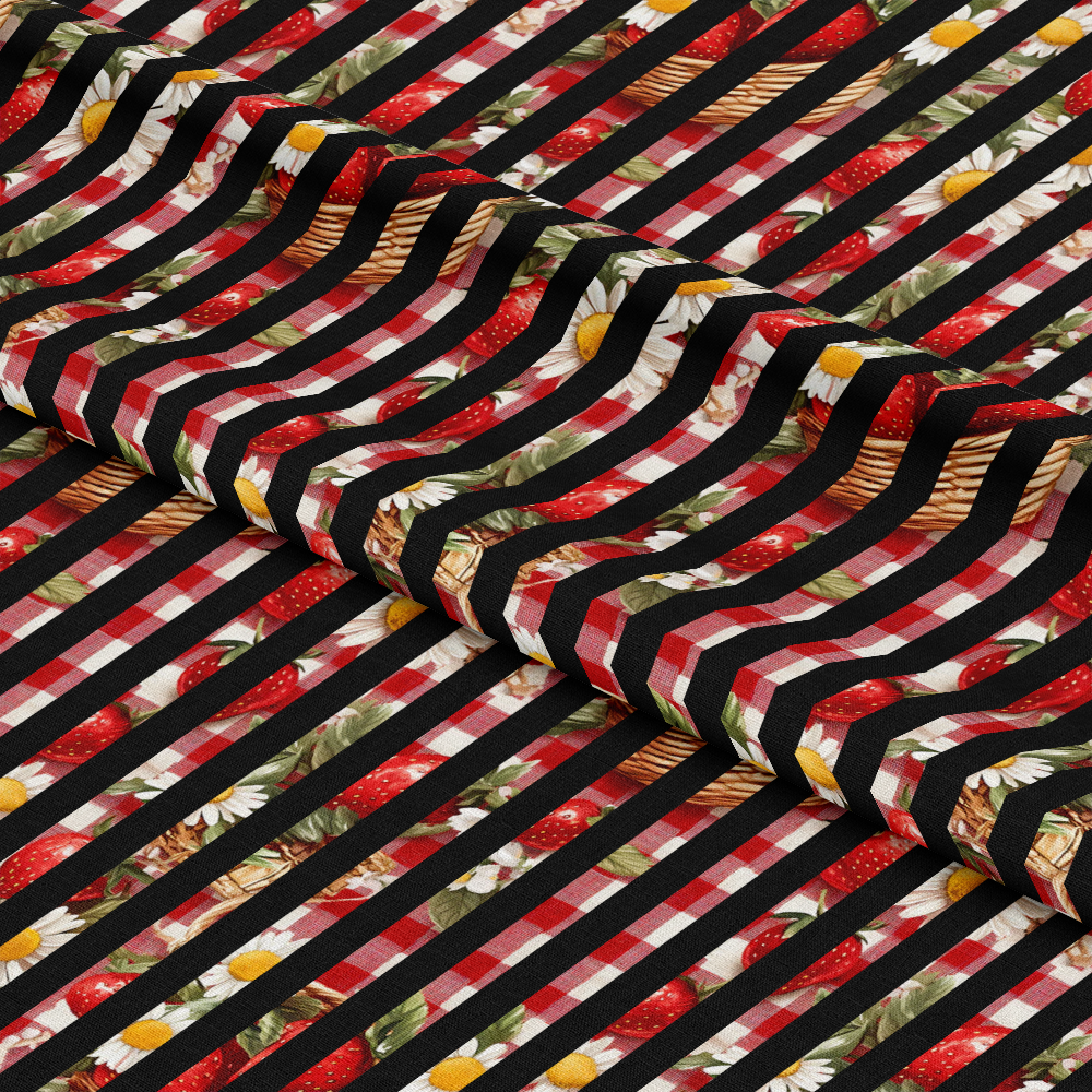 Strawberry Gingham Picnic Pattern 24 Quilting Cotton Fabric