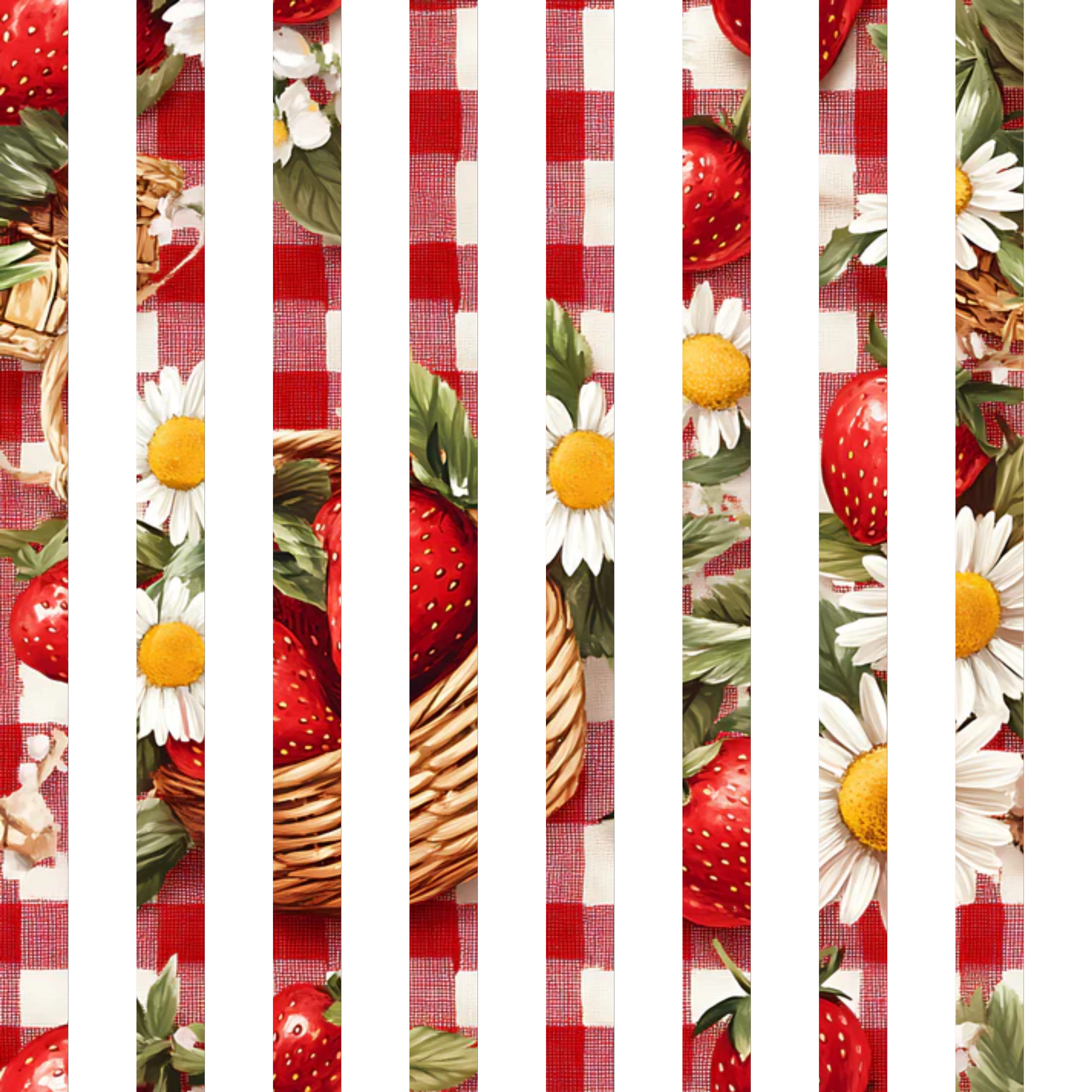 Strawberry Gingham Picnic Pattern 23 Quilting Cotton Fabric